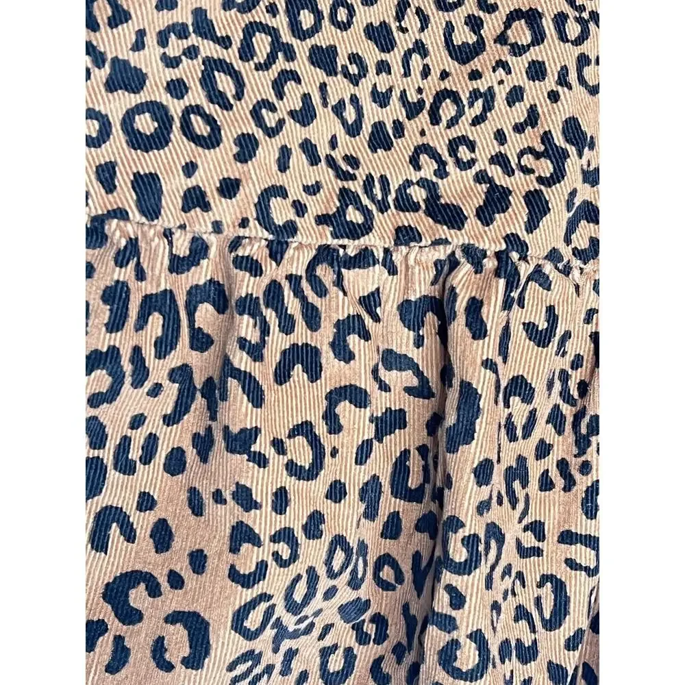Girls Gap Leopard Print Lightweight Corduroy Ruffle Twirl Fall Dress Sz XL 12